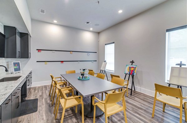 Art room with creative setup at Album Benbrook Apartments clubhouse, ideal for luxury living and leisure activities