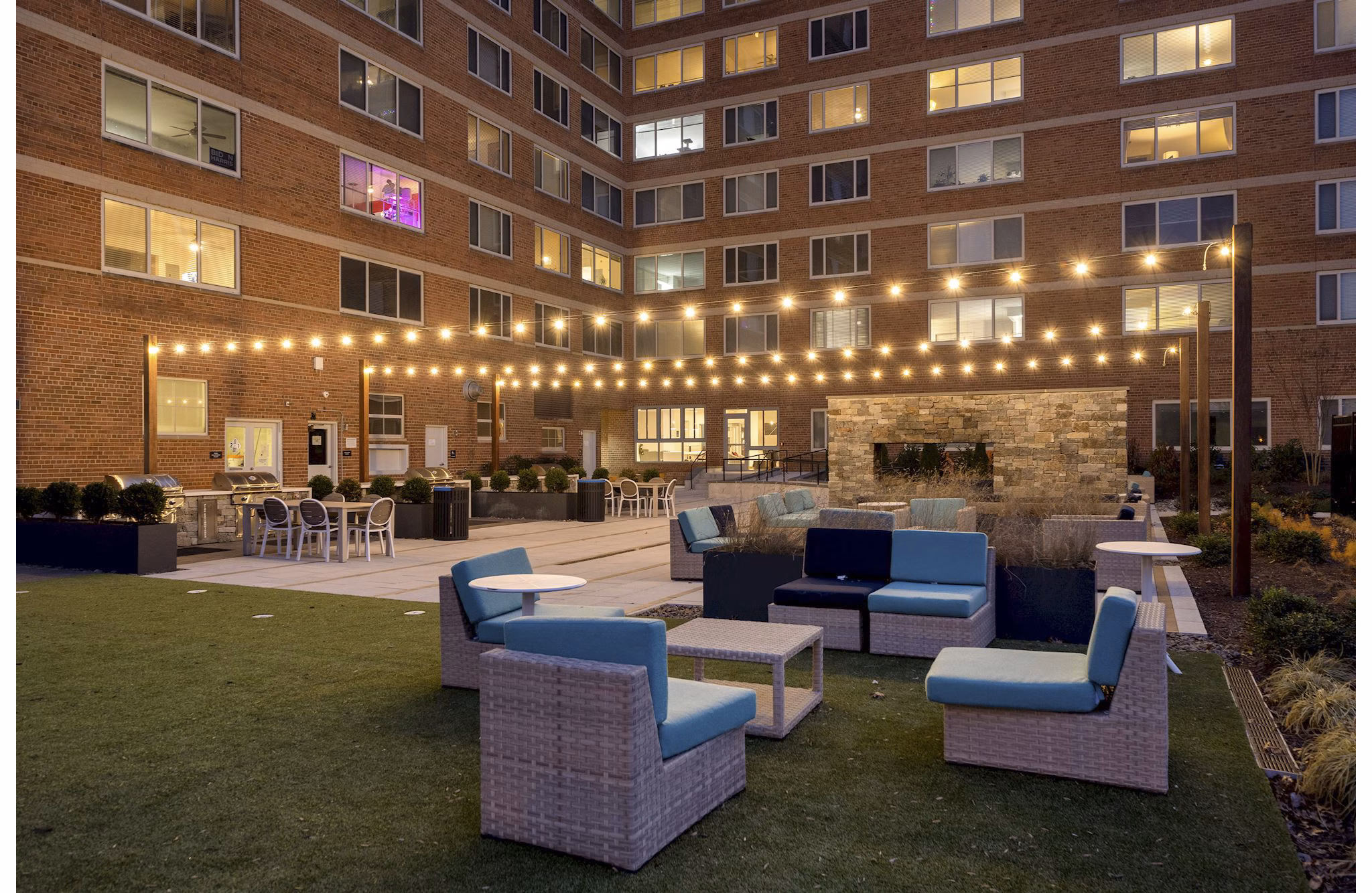 Spacious patio balcony with scenic views at Potomac Towers Apartments, perfect for outdoor relaxation in a luxury setting