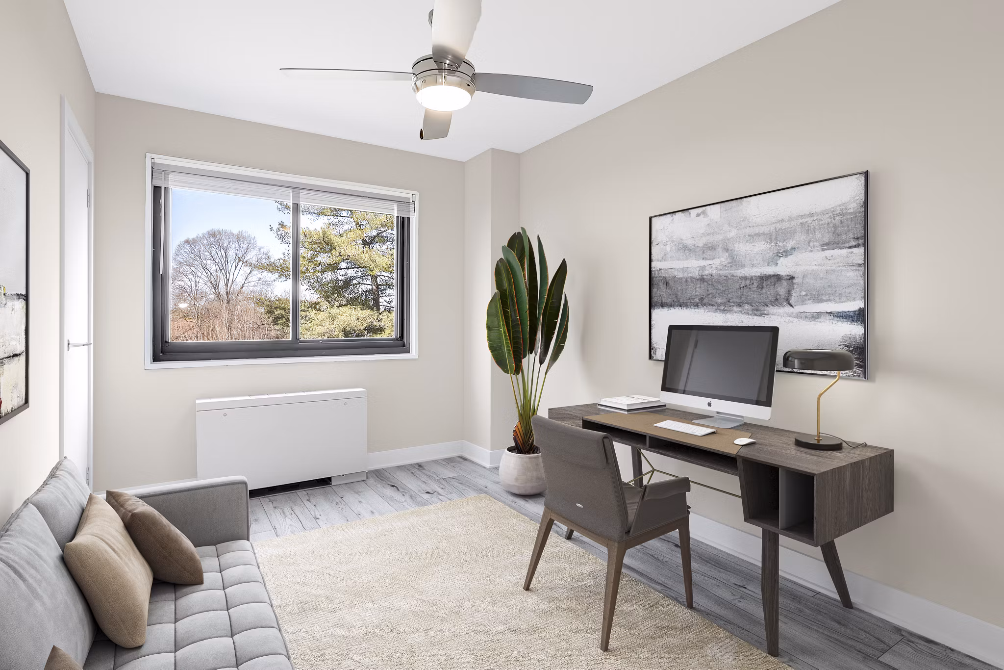 Den featuring cozy seating and modern decor in Shawnee Apartments