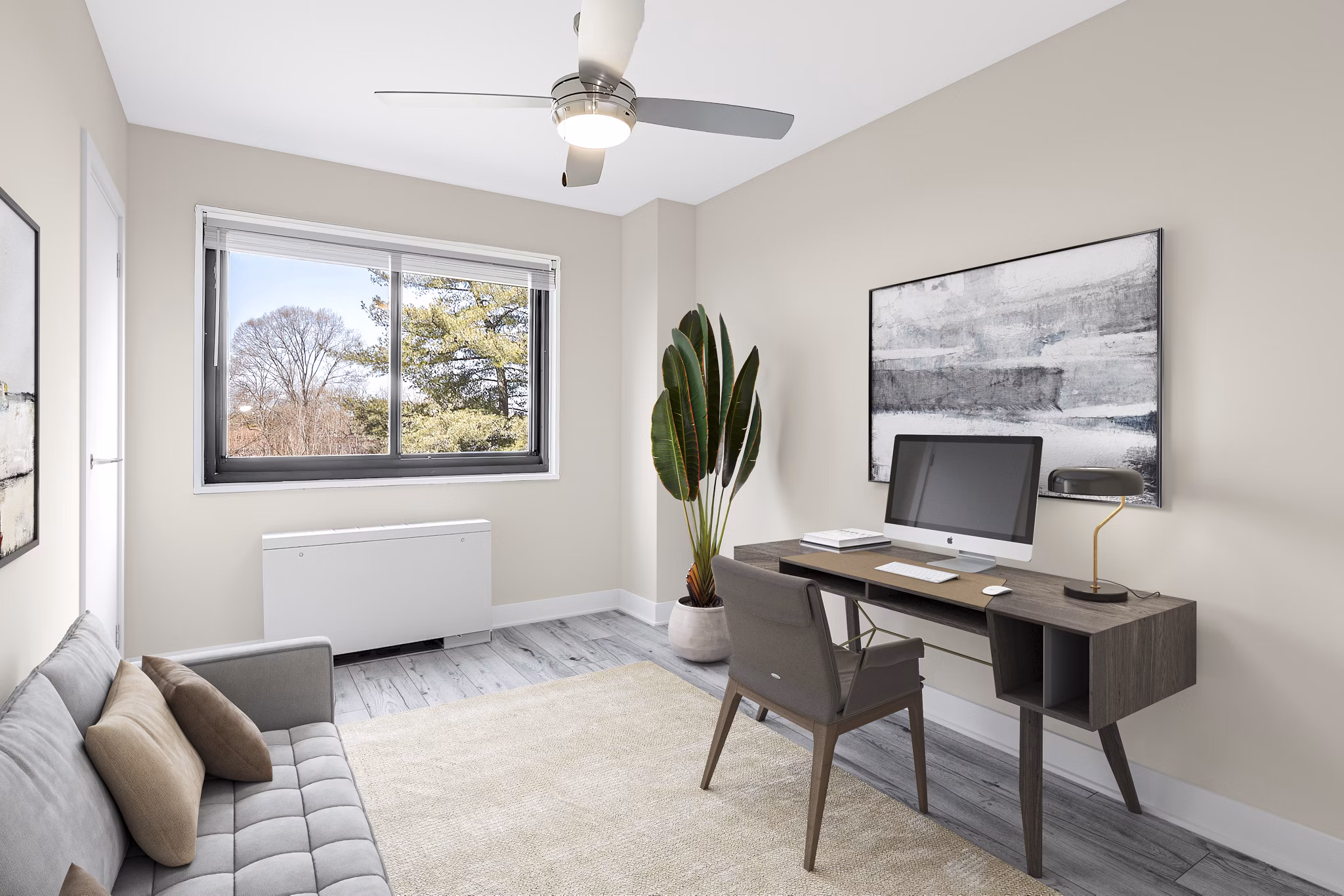 Den featuring cozy seating and modern decor in Shawnee Apartments