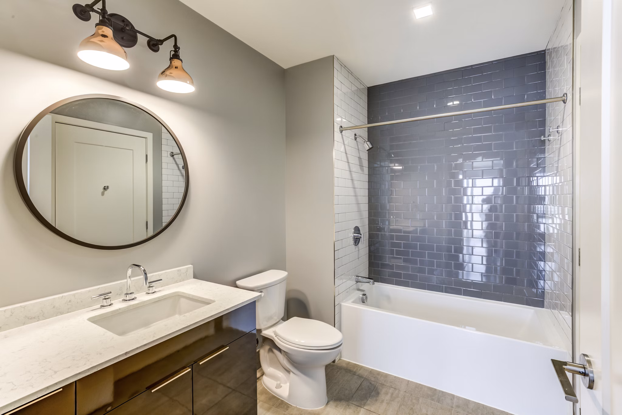 Modern bathroom with minimalist design at Boston East Apartments