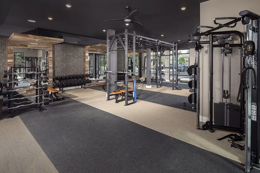 Fitness center with state-of-the-art equipment at Broadstone Trailside Apartments