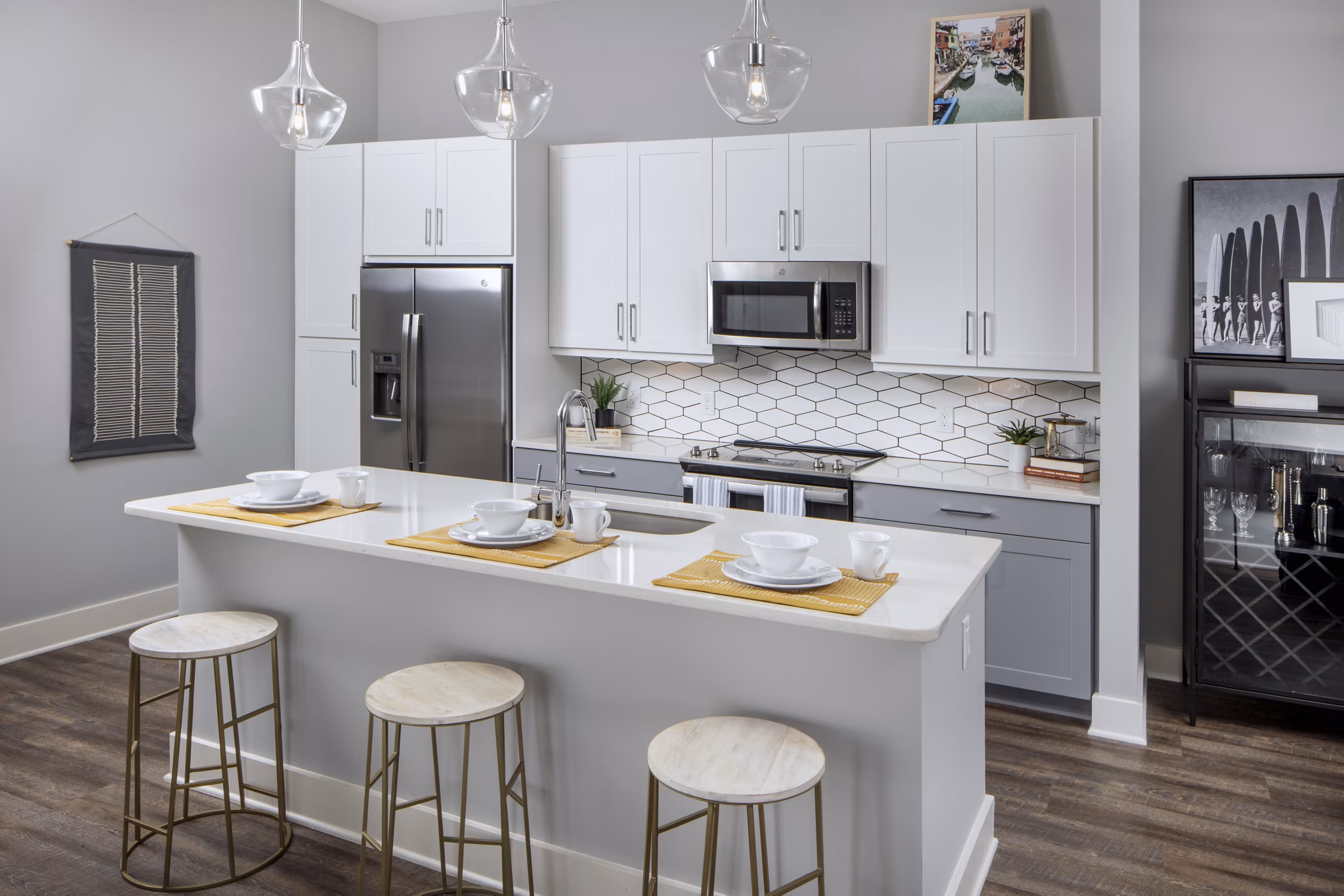 Modern kitchen with stainless steel appliances at Broadstone Trailside Apartments