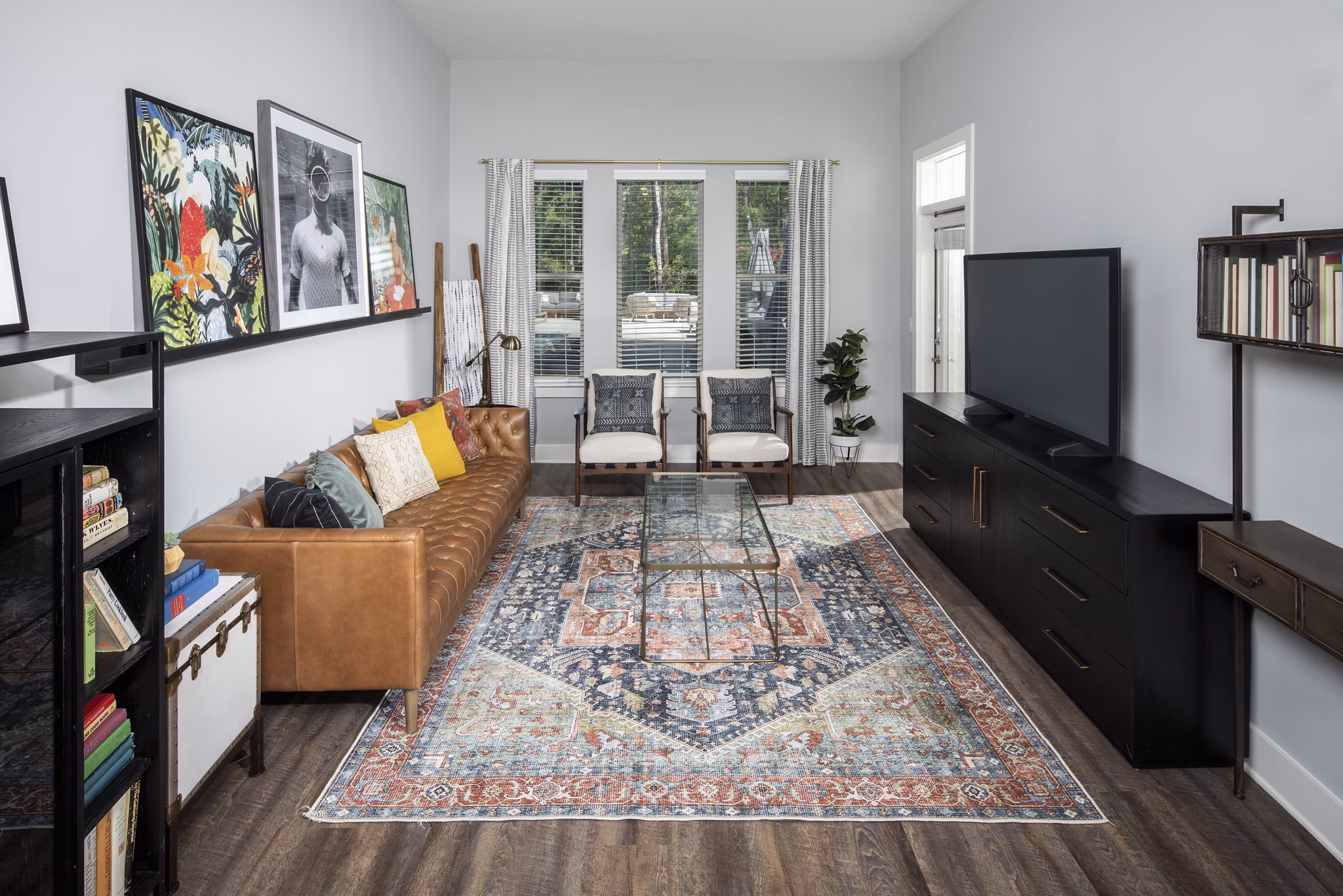 Bright living room with modern decor at Broadstone Trailside Apartments, featuring excellent amenities for luxury living