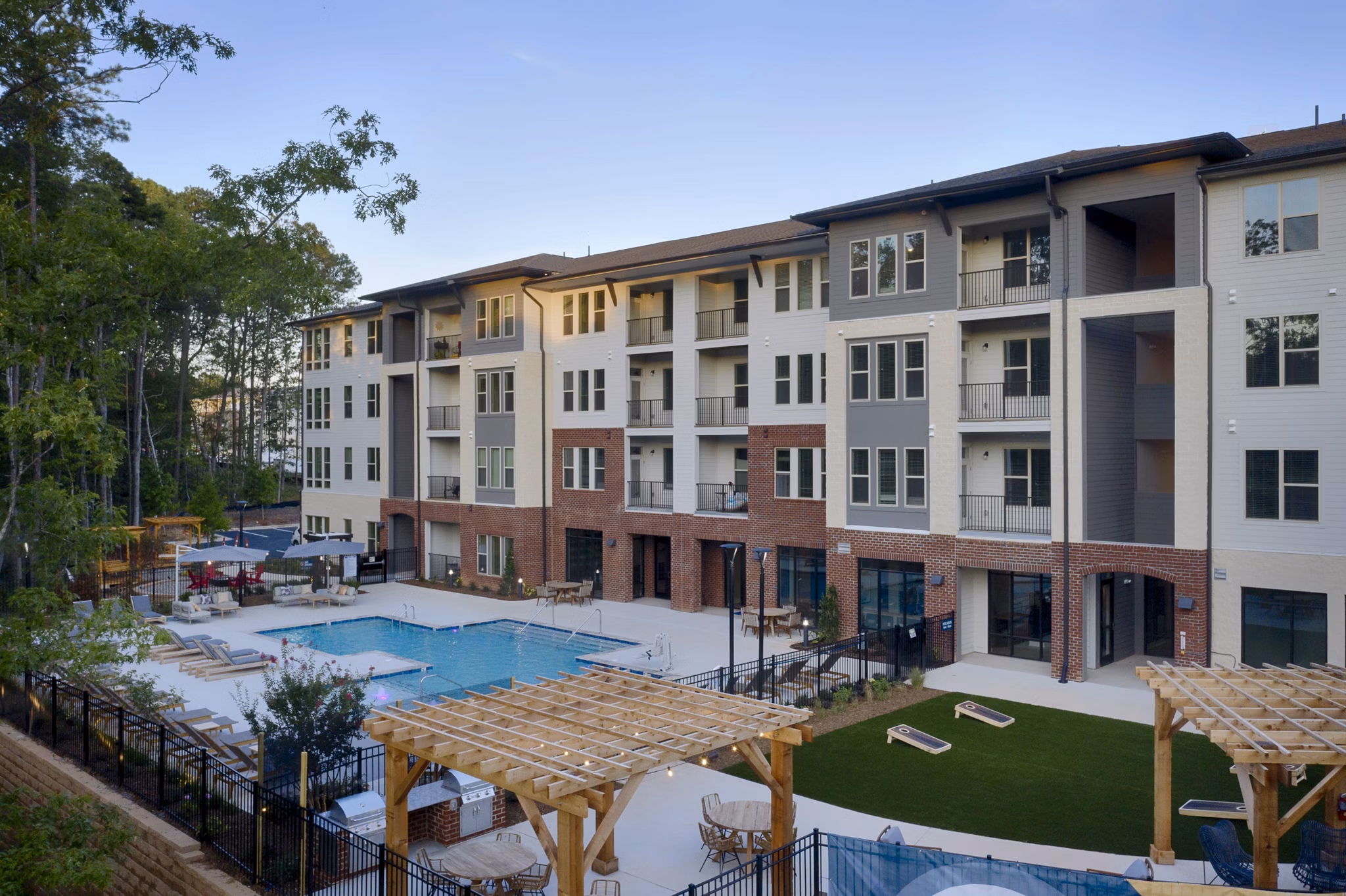 Resort-style swimming pool at Broadstone Trailside, luxury apartment community in scenic location