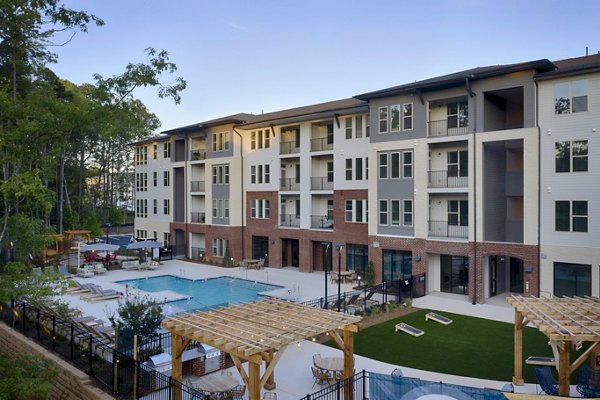 Resort-style swimming pool at Broadstone Trailside, luxury apartment community in scenic location