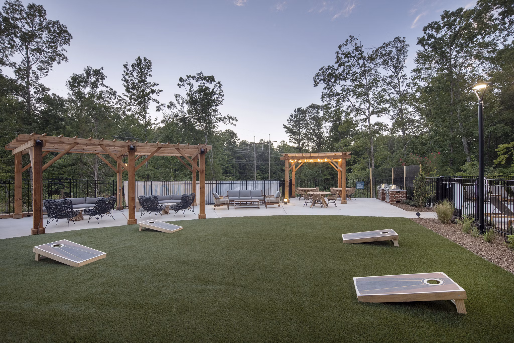 Spacious recreational area with modern seating at Broadstone Trailside Apartments