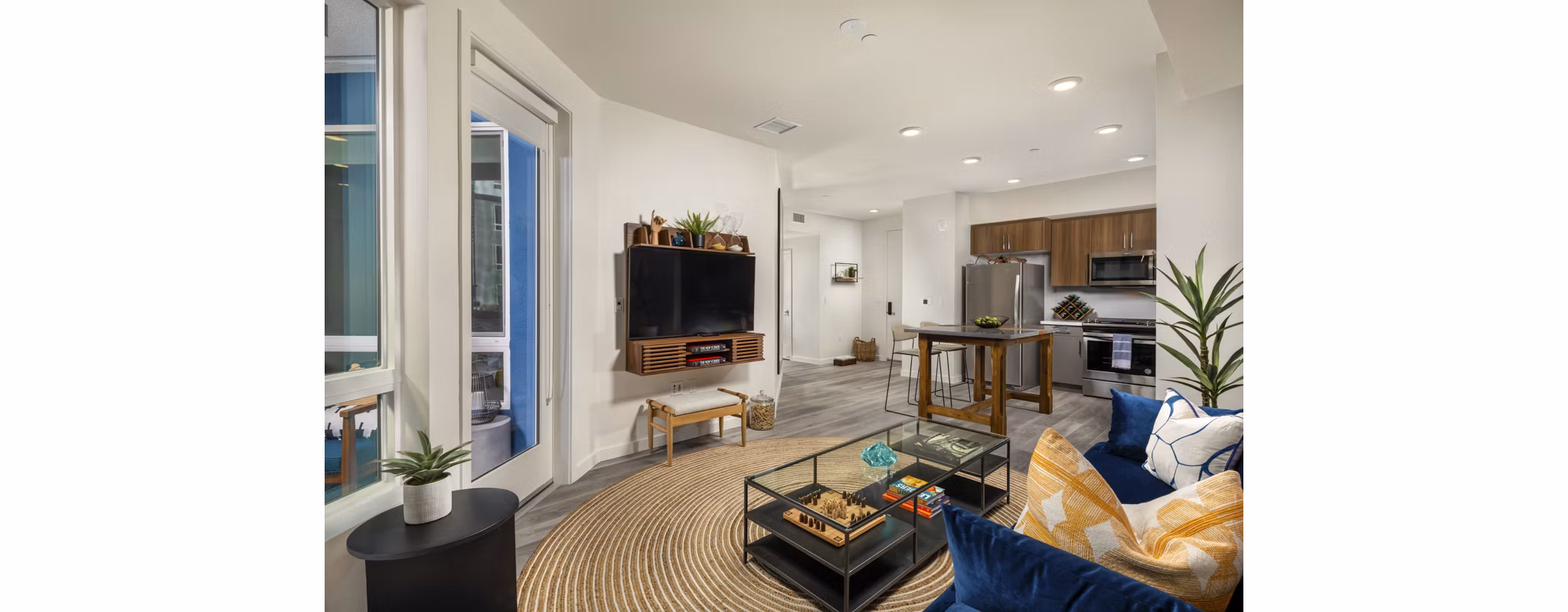 Living room featuring elegant design and natural light at Garrison Apartments, Greystar luxury apartments in an upscale urban setting