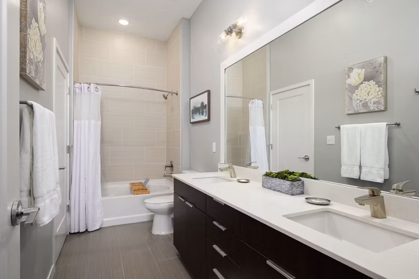 Luxury bathroom with modern fixtures in Brookside 51 Apartments featuring elegant design and spacious layout