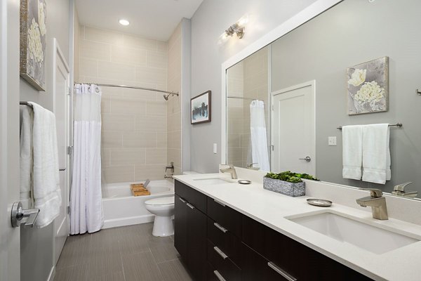 Luxury bathroom with modern fixtures in Brookside 51 Apartments featuring elegant design and spacious layout