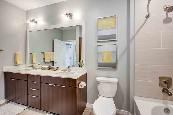 Spa-inspired bathroom with modern fixtures at Brookside 51 Apartments