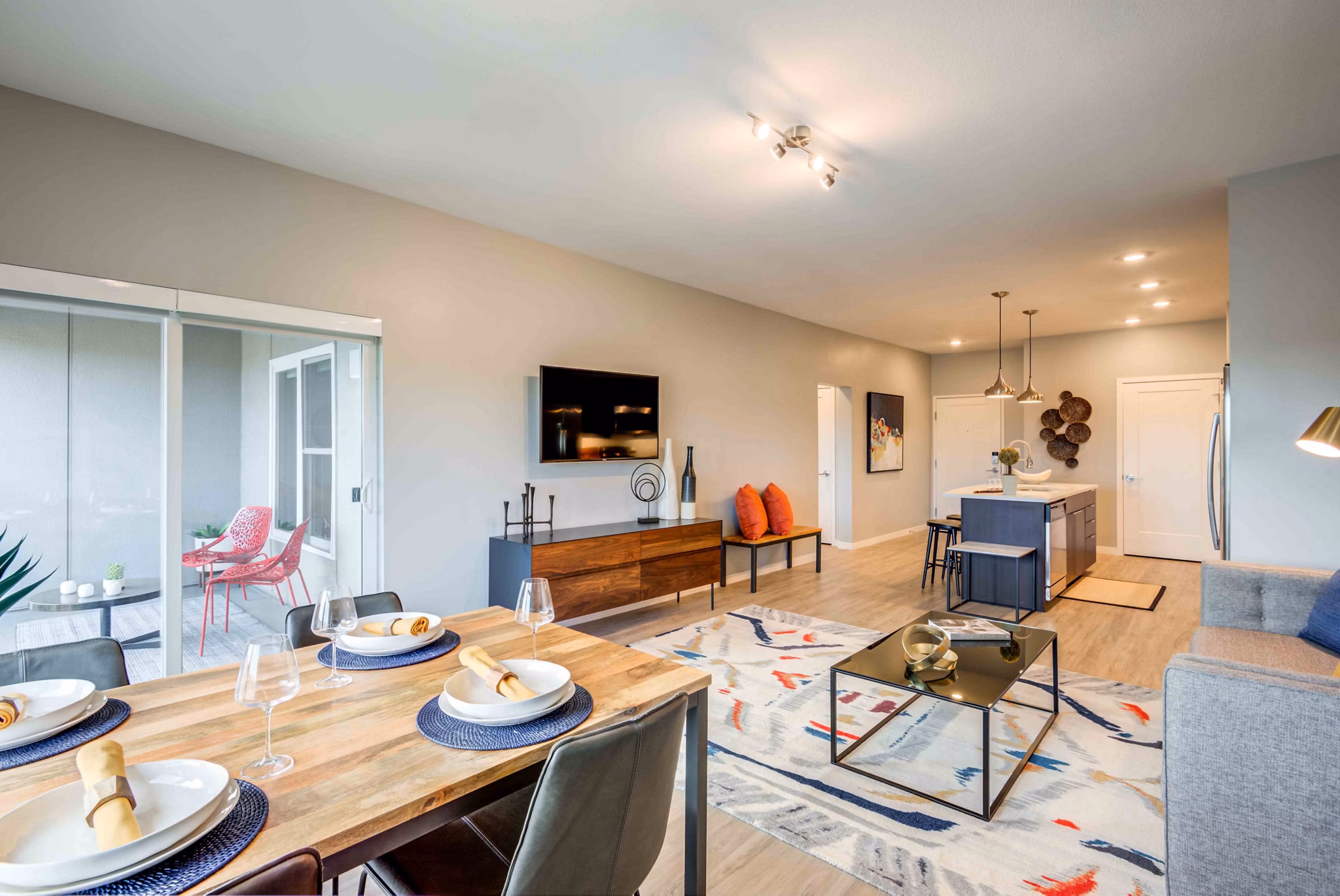 Spacious dining area with modern furnishings at Brookside 51 Apartments, ideal for luxury living in a welcoming community