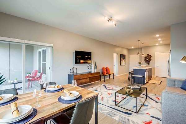 Spacious dining area with modern furnishings at Brookside 51 Apartments, ideal for luxury living in a welcoming community