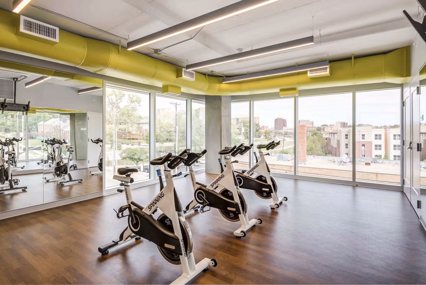 Modern fitness center with state-of-the-art equipment at Brookside 51 Apartments