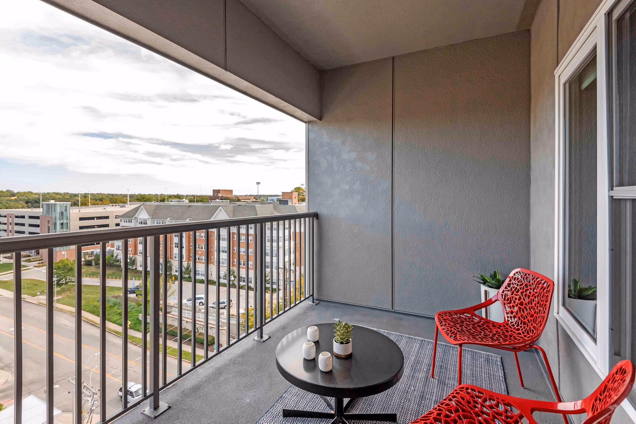 Patio featuring modern outdoor seating at Brookside 51 Apartments, perfect for relaxation and entertainment
