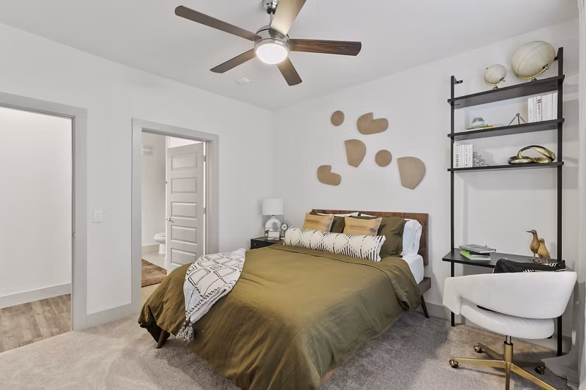 bedroom at The Jameson at the Bluffs Apartments 