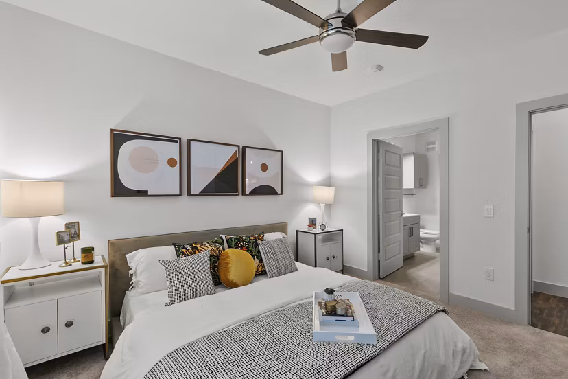 bedroom at The Jameson at the Bluffs Apartments 