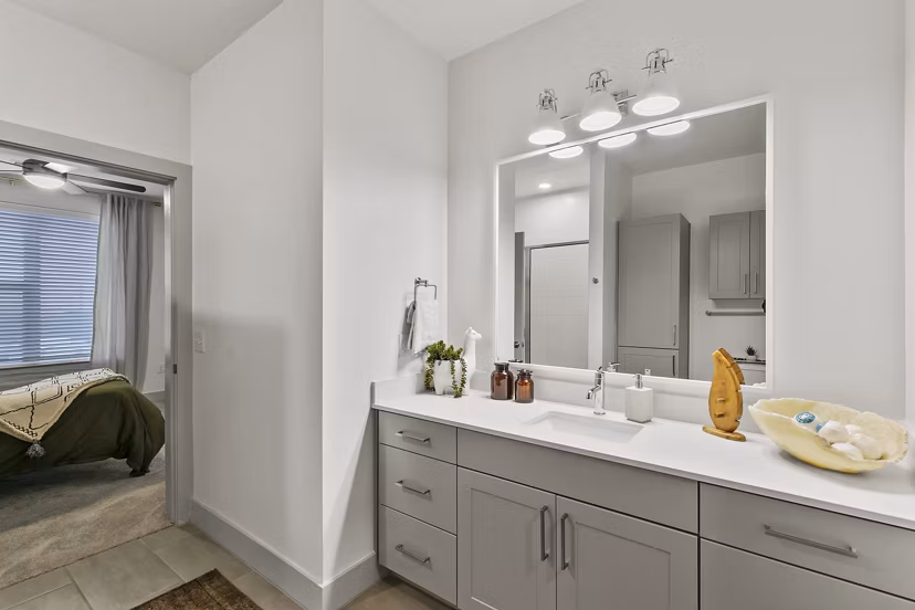 bathroom at The Jameson at the Bluffs Apartments 
