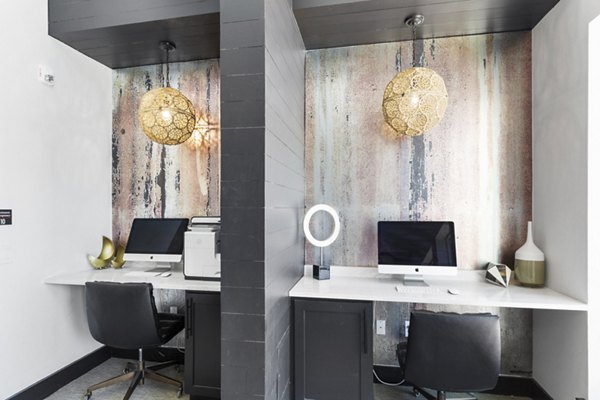 Modern business center with sleek design at The Jameson at the Bluffs Apartments