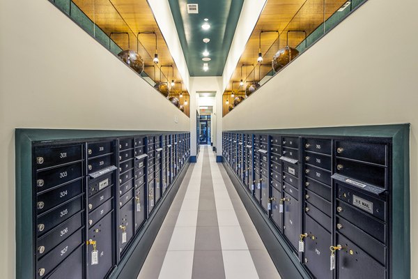 Mailroom with parcel lockers at Foundry on 19th Apartments