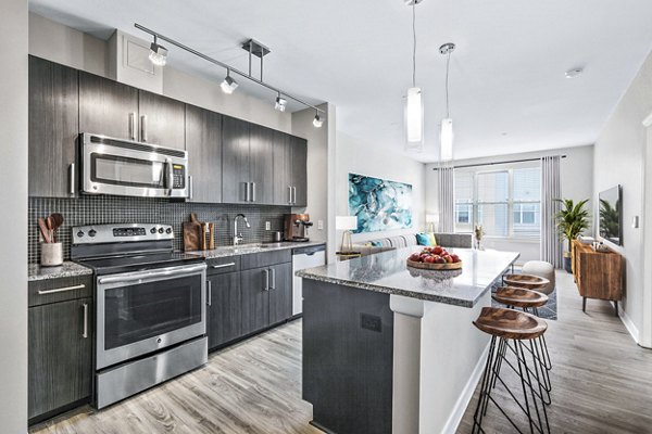 Modern kitchen featuring sleek countertops and stainless appliances at Pike3400 Apartments