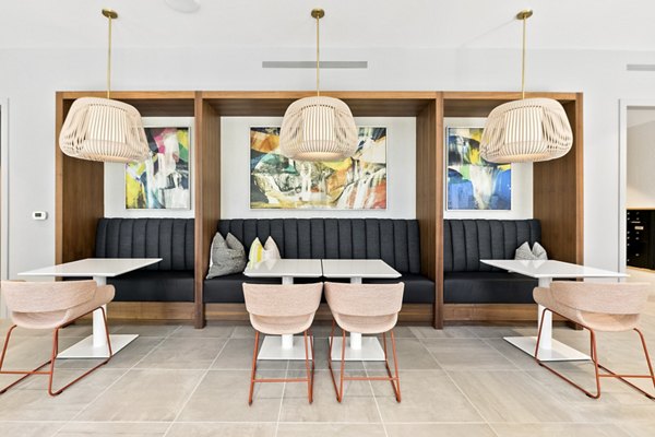 Clubhouse featuring modern design and social areas at Cameo Apartments in San Francisco