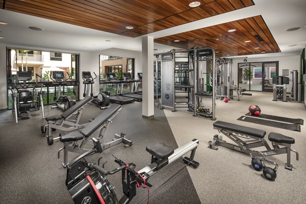 Fitness center with state-of-the-art equipment at Cameo Apartments, highlighting luxury living at Greystar's premier property