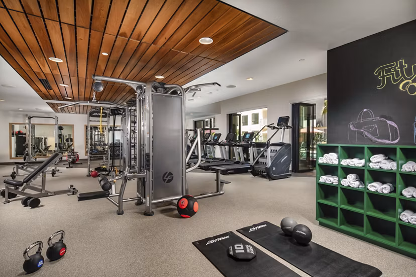 Modern fitness center with state-of-the-art equipment at Cameo Apartments
