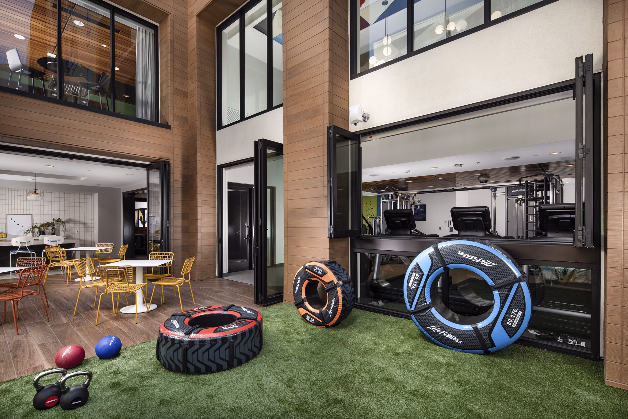 Fitness center with state-of-the-art equipment at Cameo Apartments, offering residents a modern workout space