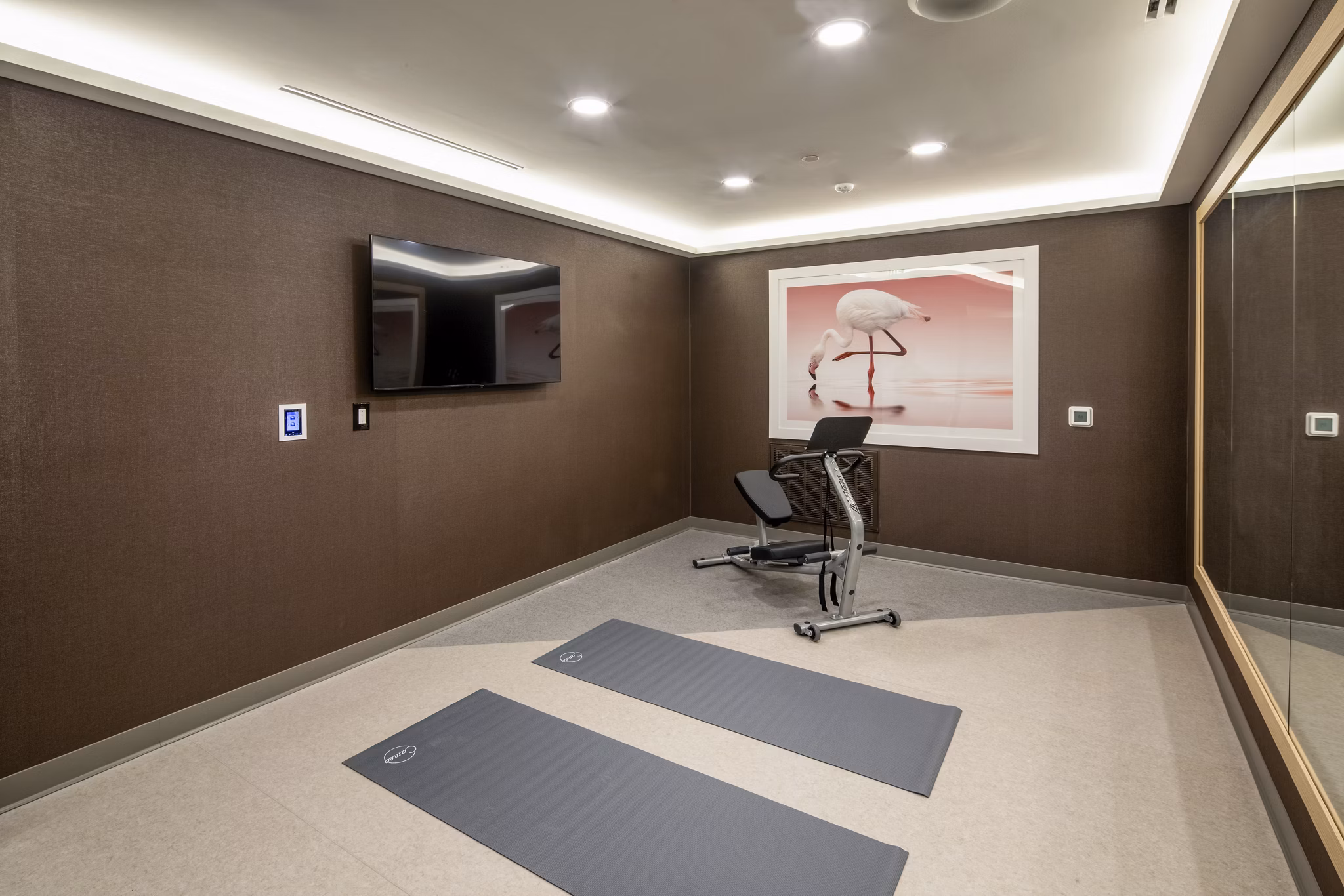 Yoga and spin studio with state-of-the-art equipment at Cameo Apartments, a Greystar community
