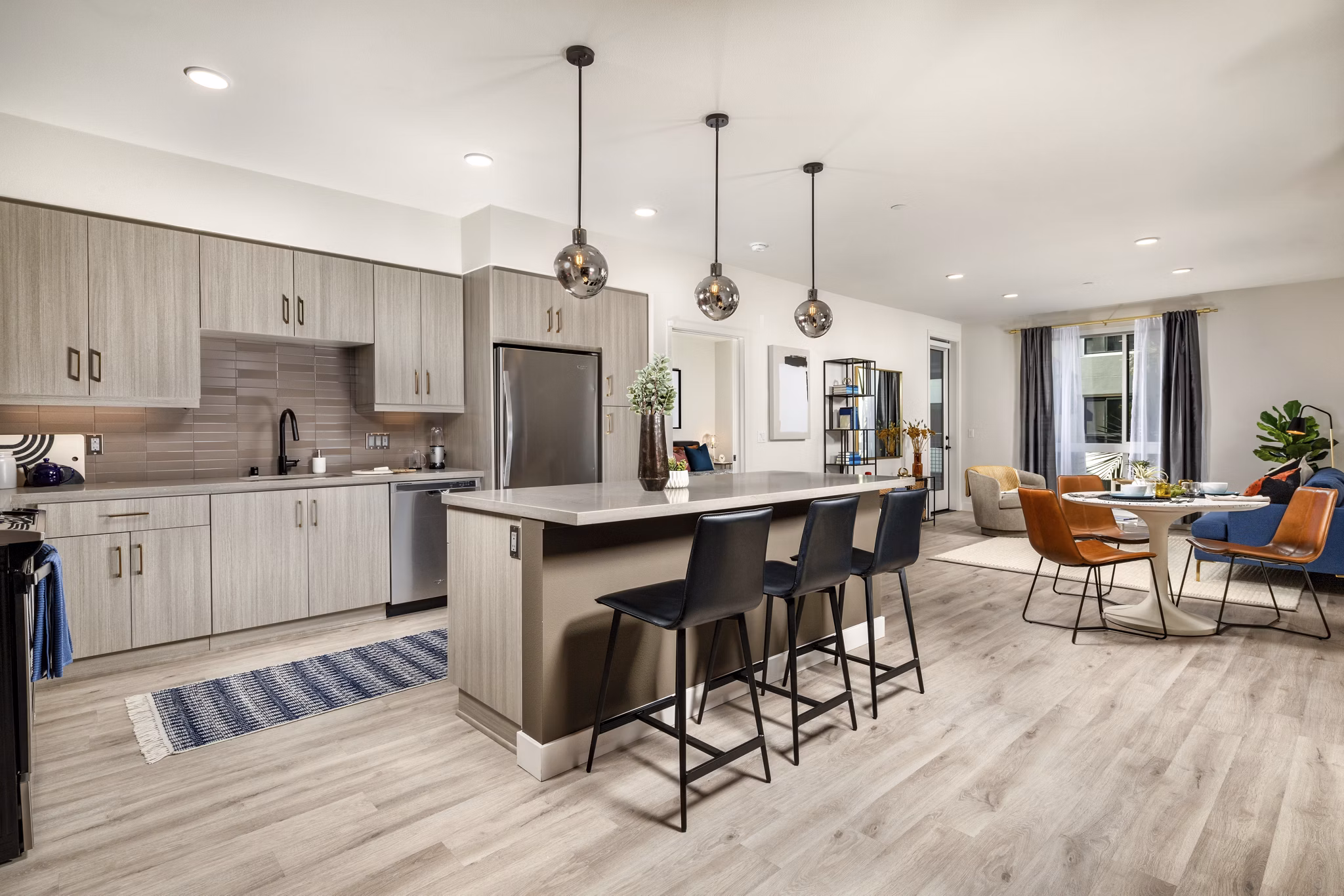 Spacious kitchen with modern appliances at Cameo Apartments in Greystar luxury apartments