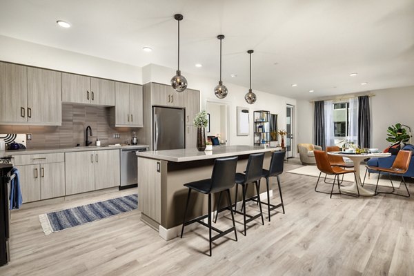 Spacious kitchen with modern appliances at Cameo Apartments in Greystar luxury apartments