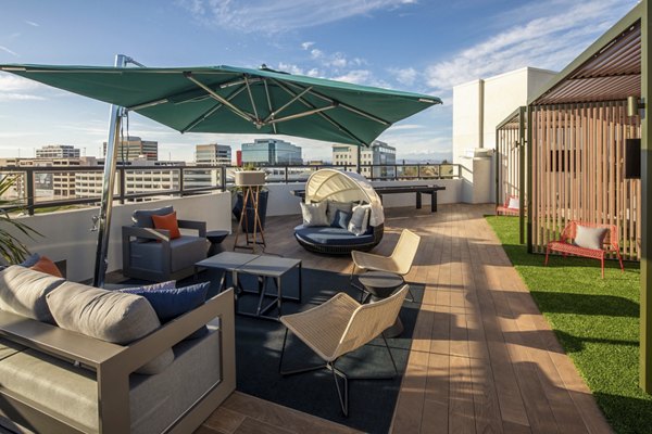 Rooftop deck with stunning views at Cameo Apartments, luxury living in the heart of the city