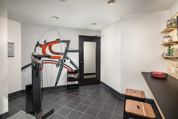 Secure bike storage area at Cameo Apartments, providing convenient and safe amenities for residents in a luxury apartment community
