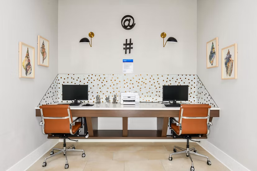 Modern business center with co-working spaces at Isla Apartments