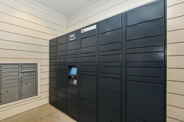 Convenient parcel locker at Isla Apartments for safe package delivery and easy resident access