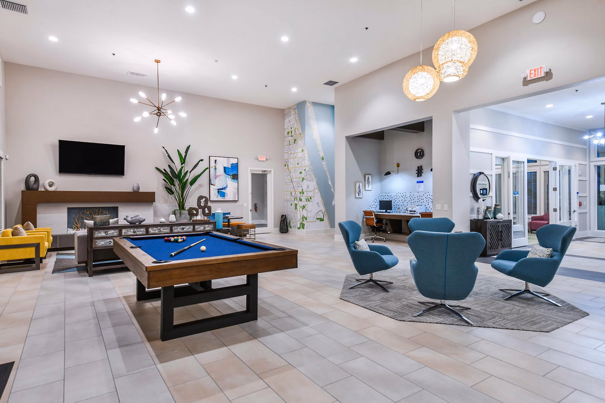 Modern clubhouse featuring stylish interiors at Isla Apartments in luxury community