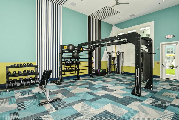 State-of-the-art fitness center with modern equipment at Isla Apartments, offering residents a luxury workout experience