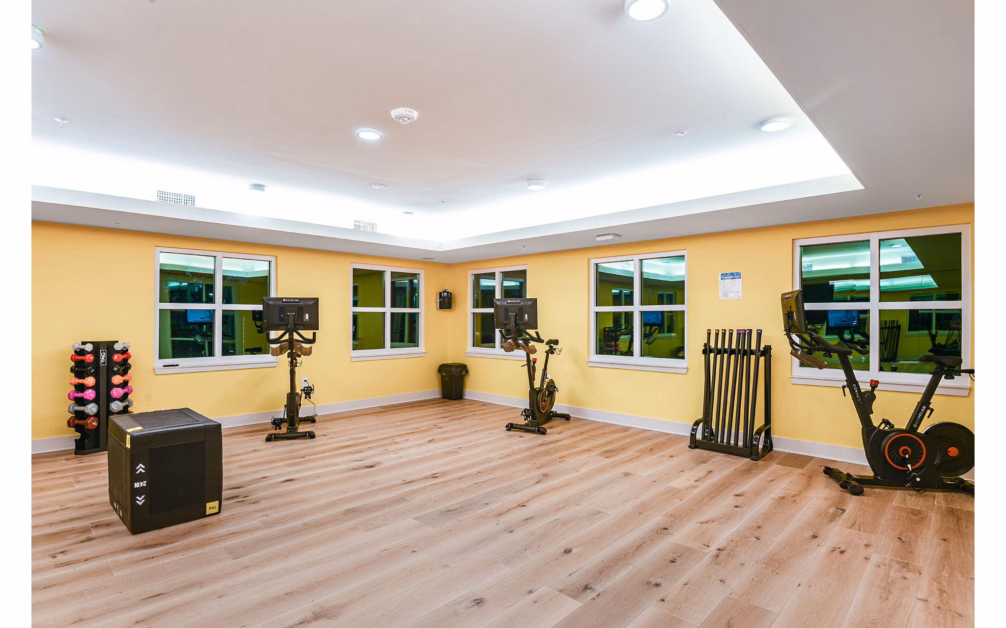 Modern fitness center featuring state-of-the-art equipment at Renaissance Santa Rosa Apartments