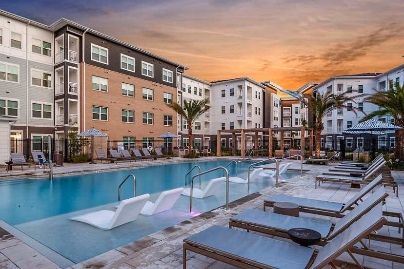 Resort-style pool at Renaissance Santa Rosa Apartments offering luxury amenities and modern design for upscale living