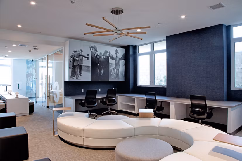 Elegant clubhouse with modern decor at The 505 Apartments, a luxury Greystar community in a prime location