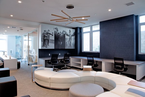 Elegant clubhouse with modern decor at The 505 Apartments, a luxury Greystar community in a prime location