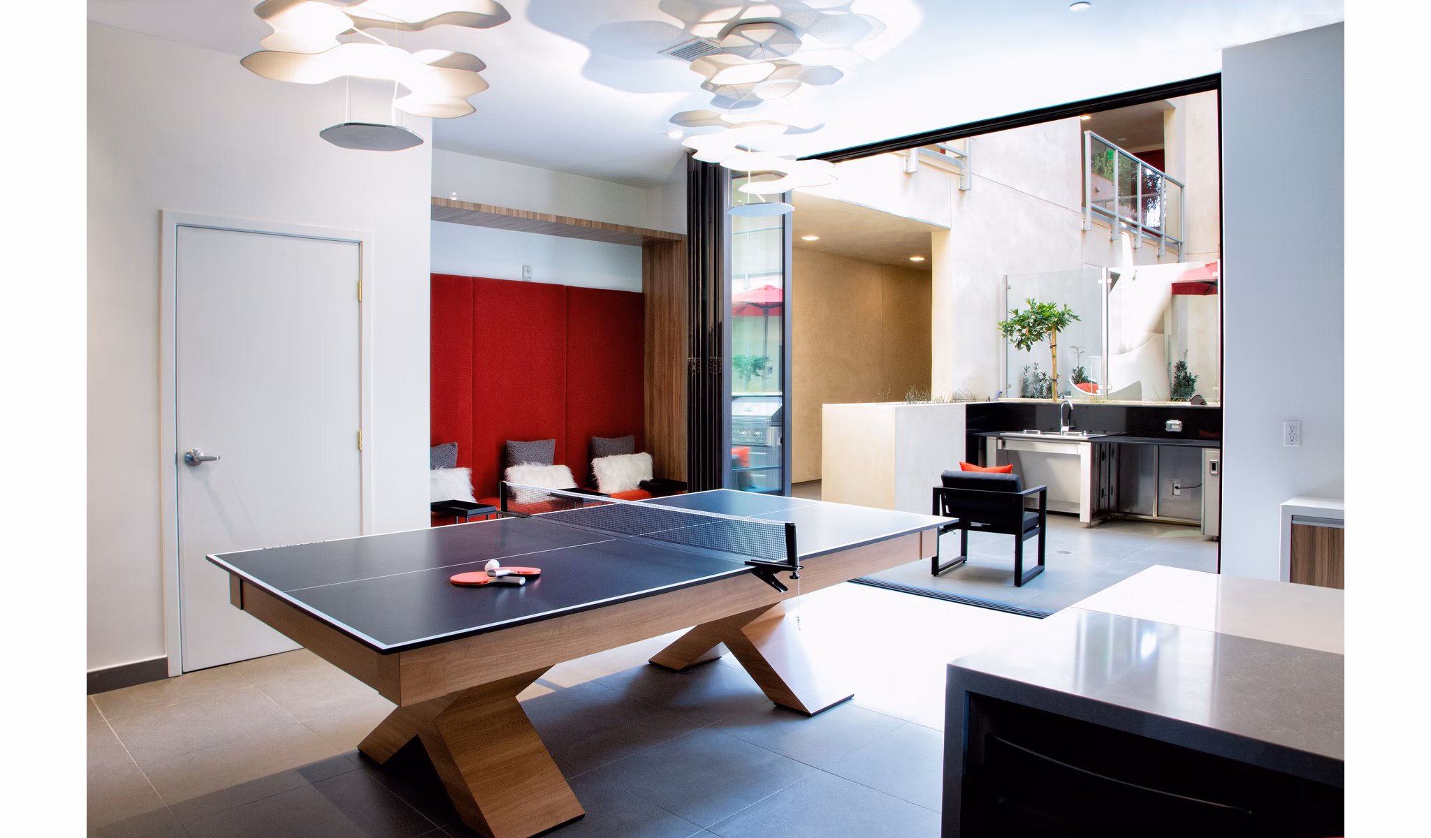 Clubhouse offering modern lounge spaces and entertainment areas at The 505 Apartments in central city location