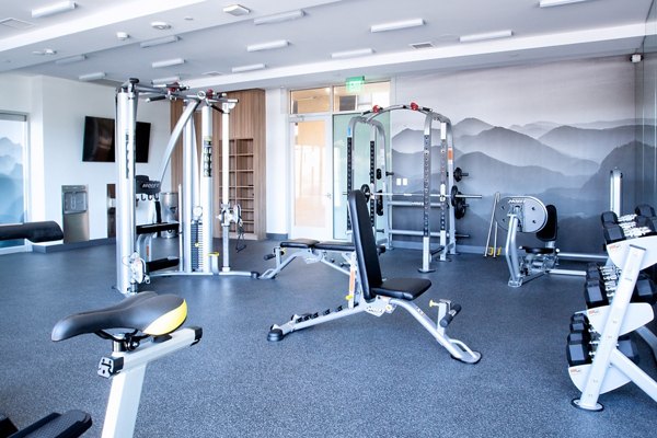 State-of-the-art fitness center featuring modern equipment at The 505 Apartments