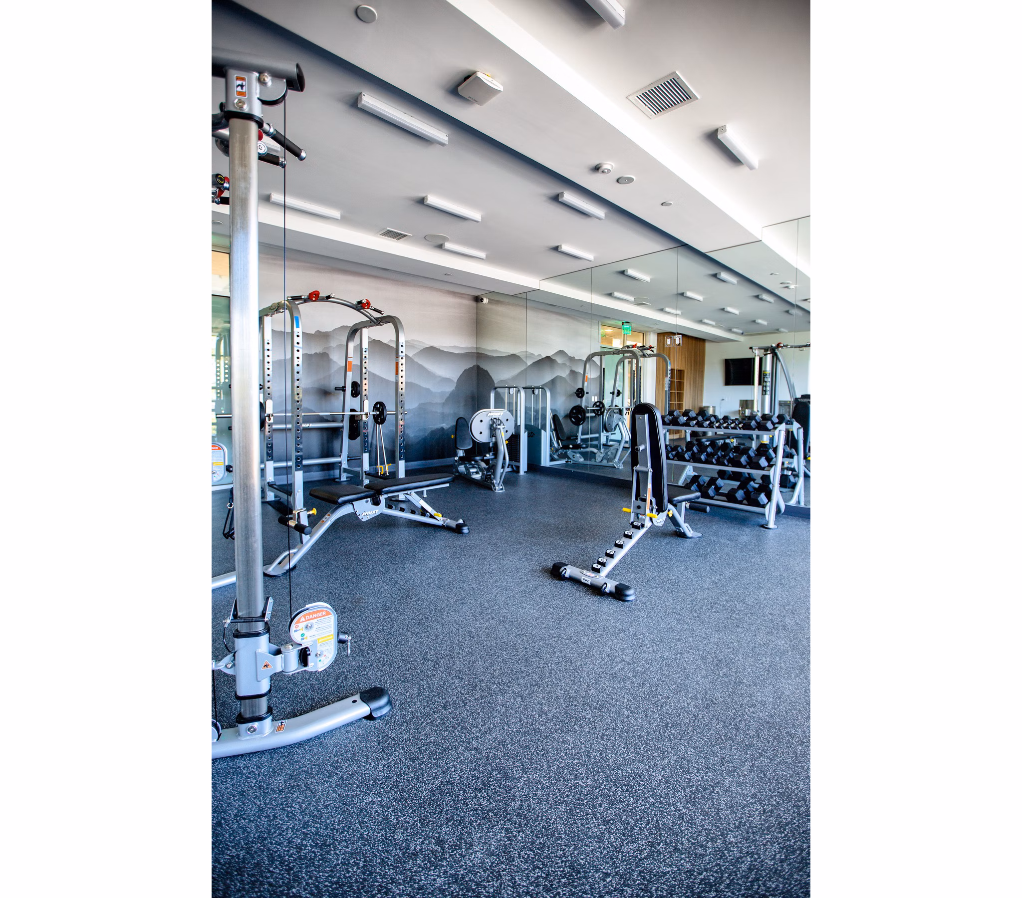 State-of-the-art fitness center with modern equipment at The 505 Apartments