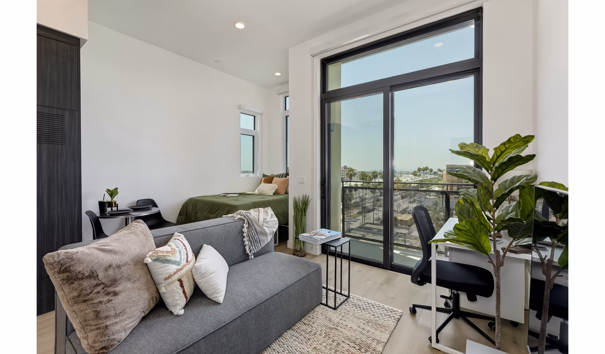 Contemporary living room with stylish interior design at The 505 Apartments in luxury Greystar community