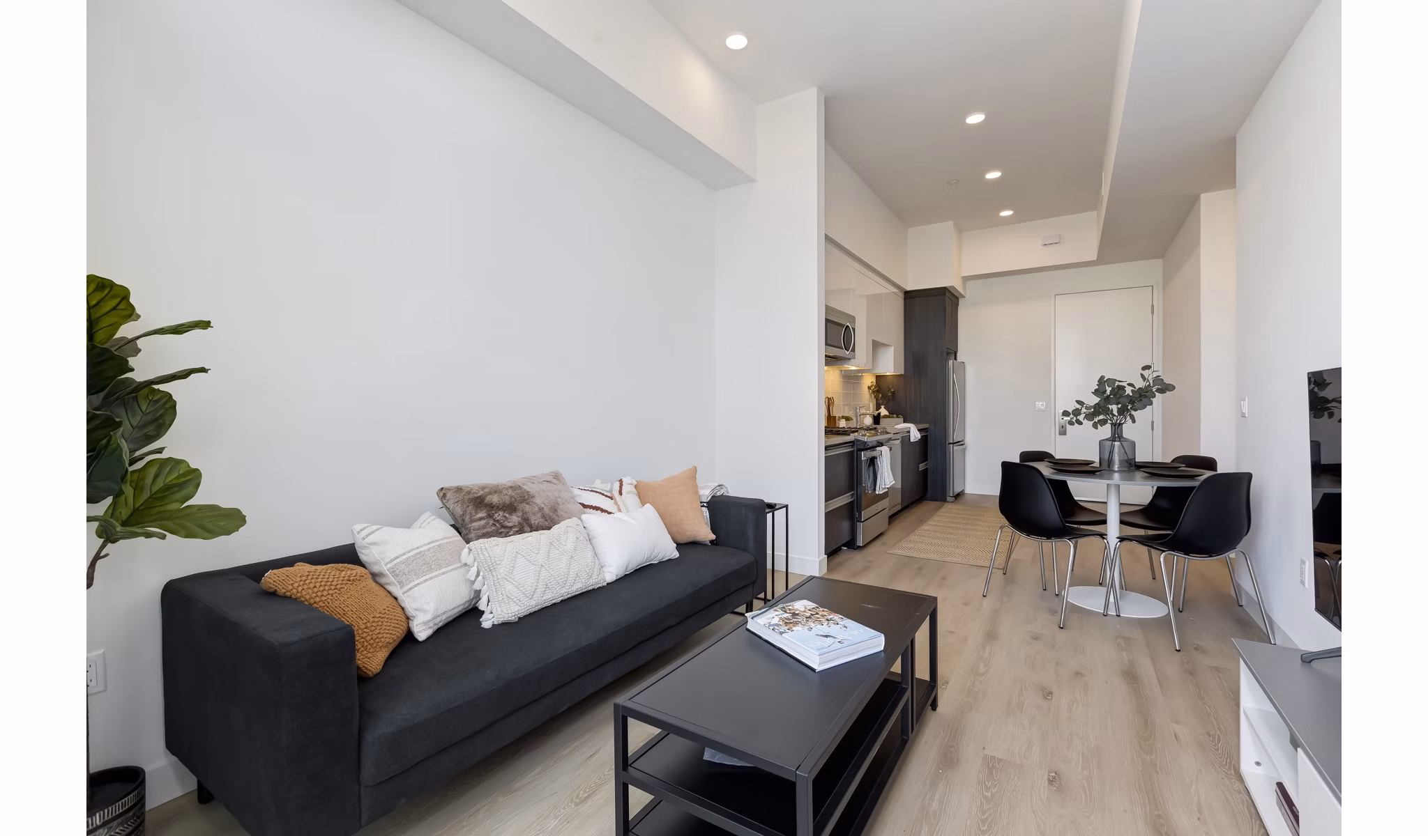 Modern living room with stylish decor in The 505 Apartments, showcasing elegance and comfort in urban living
