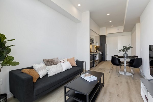 Modern living room with stylish decor in The 505 Apartments, showcasing elegance and comfort in urban living