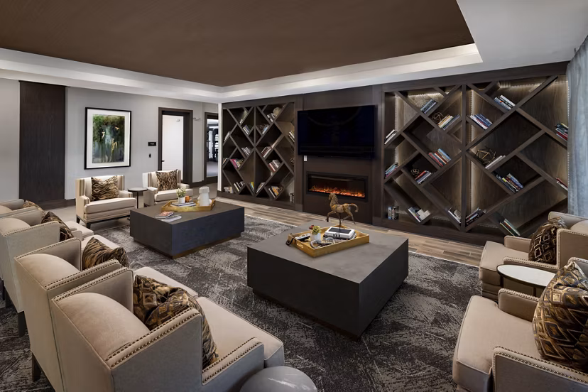 Clubhouse with stylish seating and modern design at Everleigh Duluth Apartments
