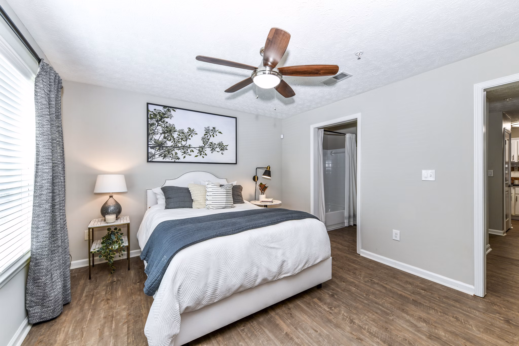 Modern bedroom with stylish decor in Avana Acworth Apartments, offering comfortable living spaces and luxury interiors